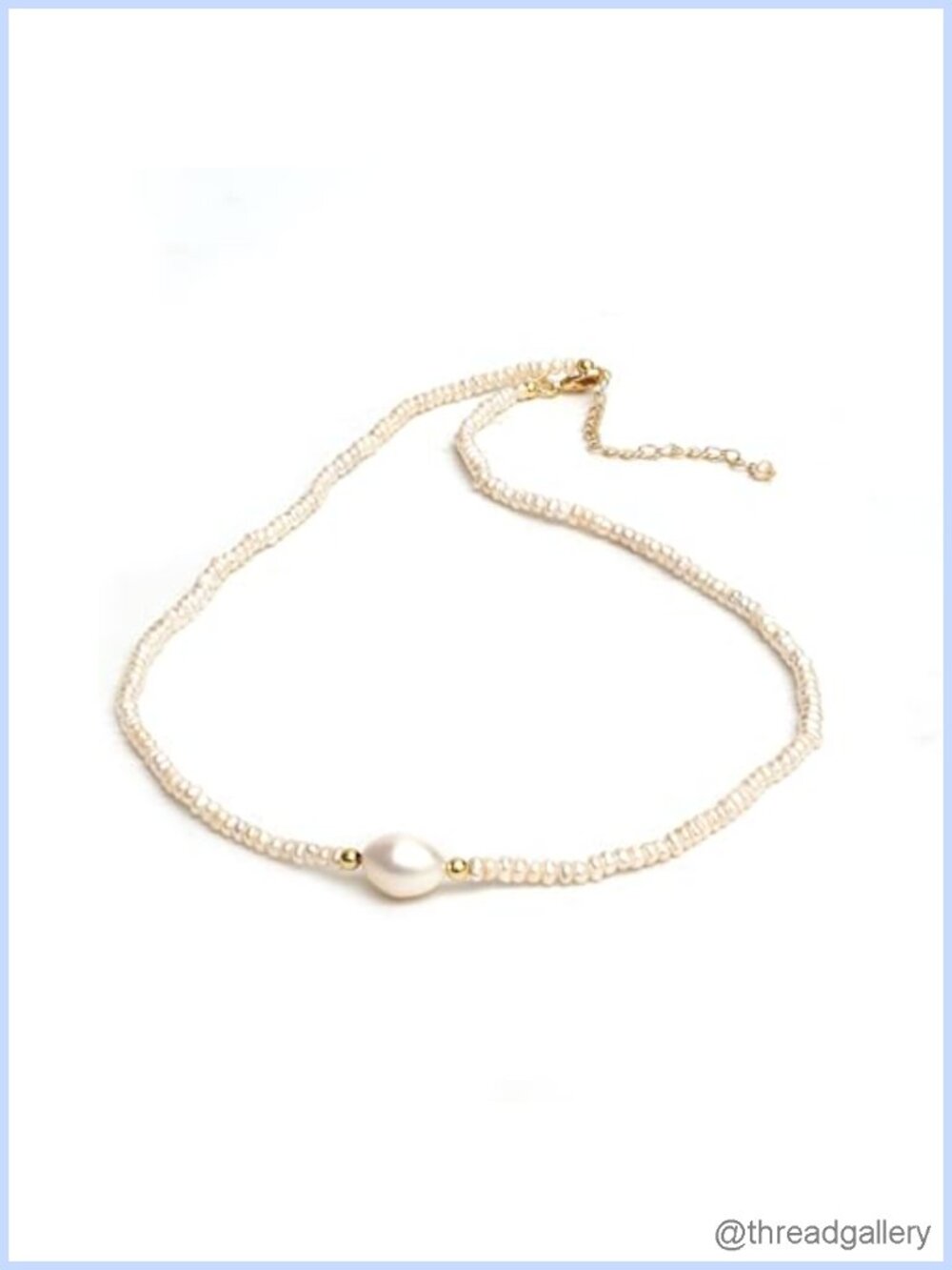 Freshwater Pearl Beaded Choker Necklace 14K Gold Plated 16+2 Inch
